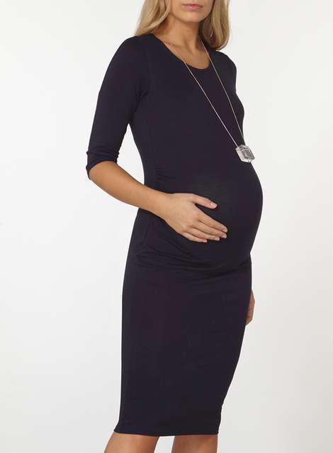 **Maternity Navy Ruched Side Bodycon Dress